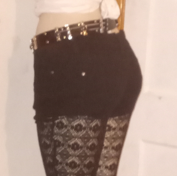 Black Twill/Lace Jeans/Leggings Sz 9 Cotton Spandex  4 Pocket NWOT New - Picture 7 of 7